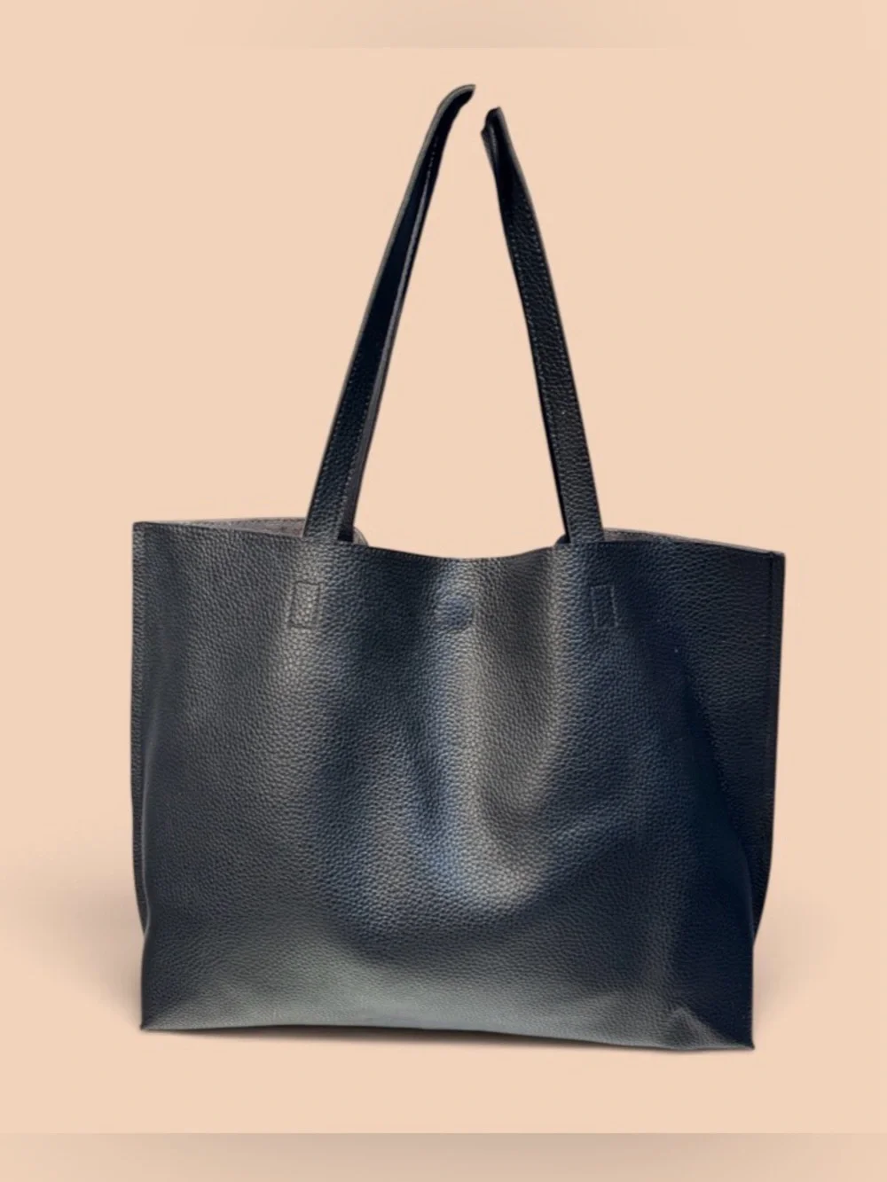 Black Textured Tote Bag